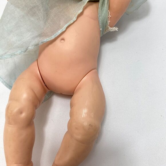 Vintage Creepy Scary Baby Doll Fuzzy Hair Open Close Eyes Rubber Body Move Limbs - Picture 15 of 16